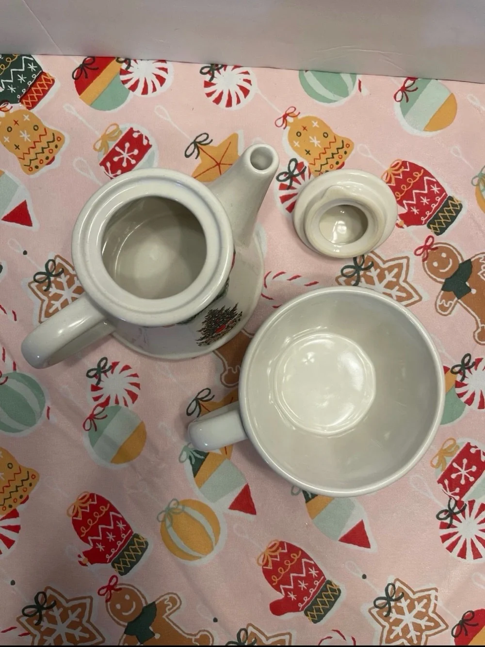 Festive White Christmas Tree Ceramic Tea for One Set